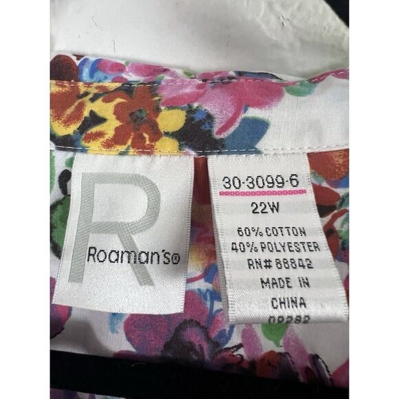 Roamans Vintage Button Up Womens Blouse Plus Size 22W Pink Purple Floral Print - Picture 3 of 10